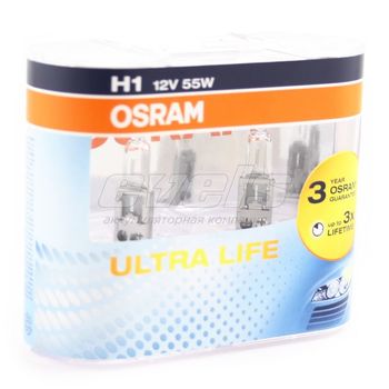 Лампа "OSRAM" 12v H1 55W (P14.5s) ULTRA LIFE (up to 3x Lifetime) (комплект 2 шт.)